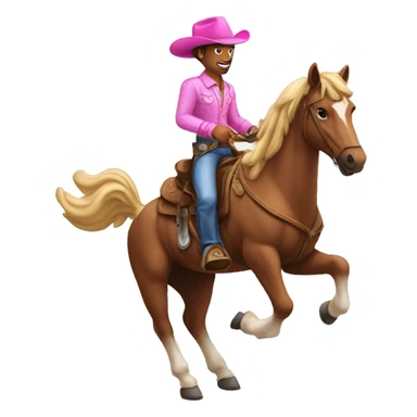 cowboy riding a horse with a pink hat sticker