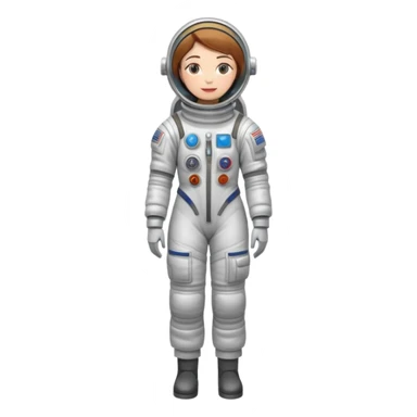 female cosmonaut in full length, standing, space suit, woman astronaut sticker