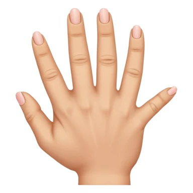 there's a space between thum and index finger. While index, middle, and ring finger are close to each other and there's also a space between ring and pinky finger. sticker