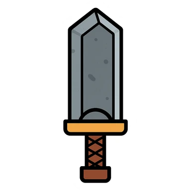 fantasy icon of a huge sword inspired by Berserk, metallic textures, sense of weight sticker