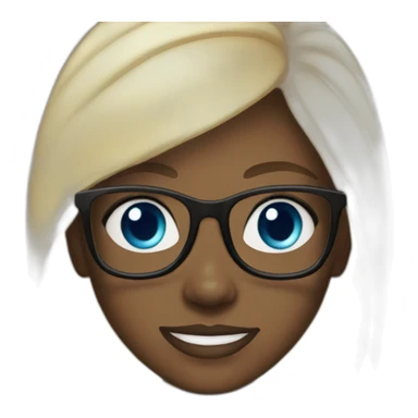 Black girl long blond hair blue eyes glasses sticker