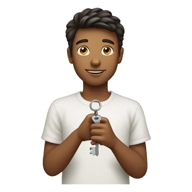 boy with key in hand sticker