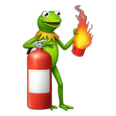 kermit frog holding fire extinguisher sticker