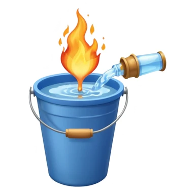 bucket pouring water on a small flame sticker