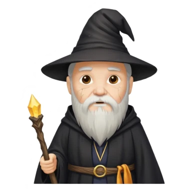 old wizard with cracked skin black robe and wizard hat  sticker