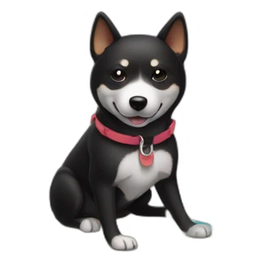 black shiba on surfboard sticker