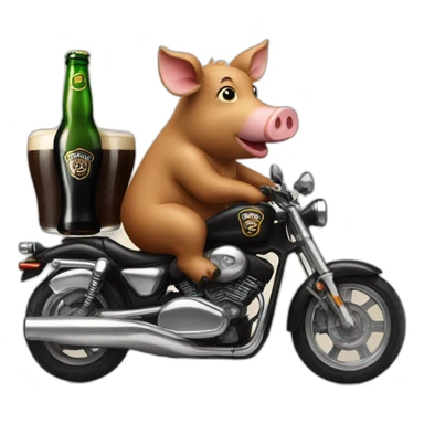 Pork on motorbike with a Guinness beer sticker