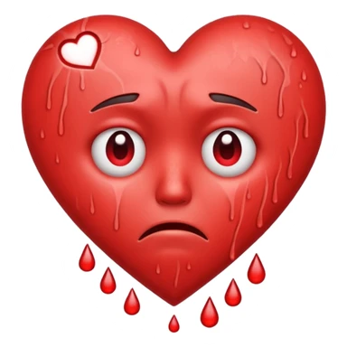 heart symbol showing stress with expressive lines, sweat drops, worried face sticker