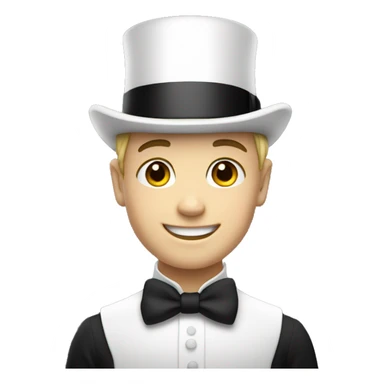 Smiling boy white skin in top hat sticker
