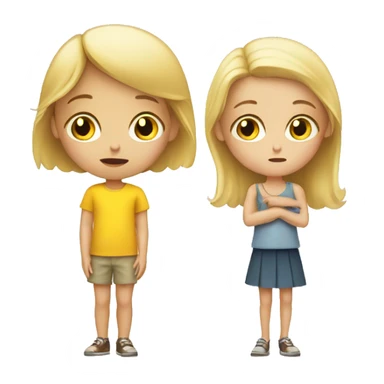 blonde child does not give a toy to another sad blonde child sticker