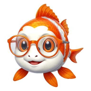 Anime koi cart fish with glasses smiling  sticker