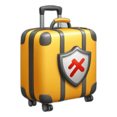 travel luggage with shield with a tick mark sticker