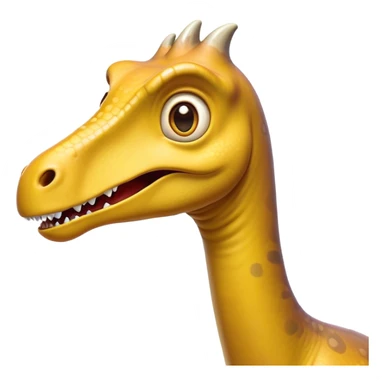 Cinematic Comical Brachiosaurus Portrait Emoji, Head tilted dramatically with an exaggeratedly surprised expression, featuring a tiny, animated head atop an impressively long neck, with wide, comically expressive eyes and a subtly quirky posture, Simplified yet humorously expressive features, highly detailed, glowing with a slightly sassy golden glow, high shine, dramatic yet playful, stylized with an air of cheeky prehistoric mischief, soft glowing outline, capturing the essence of a meme-worthy Brachiosaurus that looks ready to playfully leap its way into viral fame! sticker