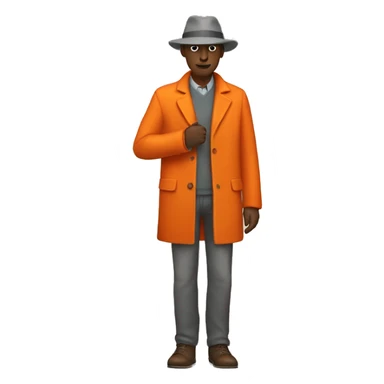 Grey Skinned Faceless figure wearing an orange coat and fedora sticker
