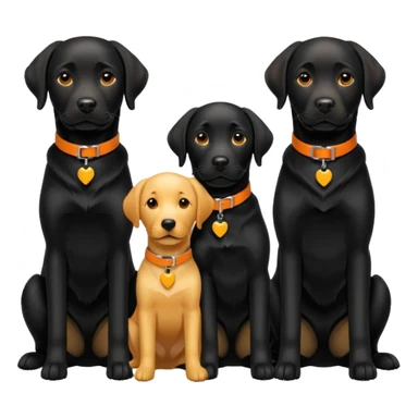 1 black labrador with yellow collar, 1 black labrador with orange collar, 2 dogs in 1 picture sticker
