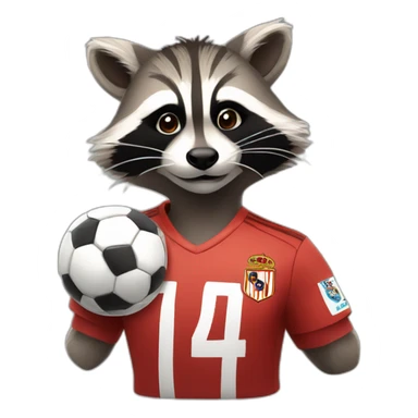 raccoon dressed in madrid soccer gear sticker