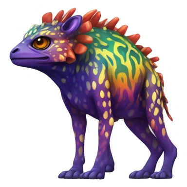 a colorful edgy vernid-fionbri-animal-creature with splash patterns full body sticker