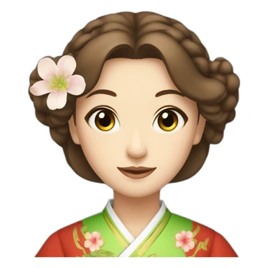 Green eyes and brown hair lady in Chinese traditional clothes  sticker