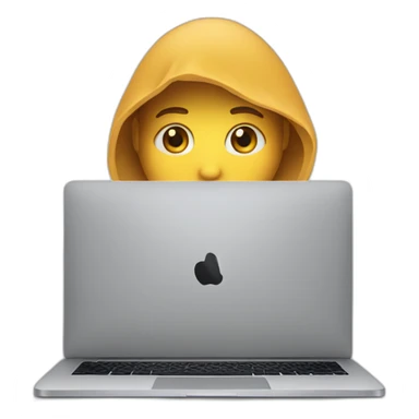 hiding behind an open laptop sticker