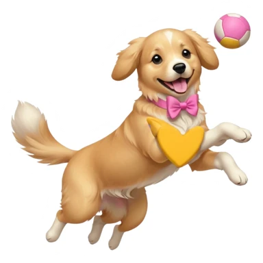 girly dog with a pink bow jumping in the air to catch a ball sticker