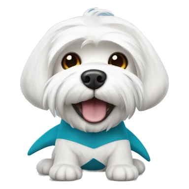 white maltese dog with a shark costume on sticker