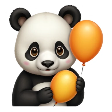 panda holding yellow and orange lines balloon in hand sticker