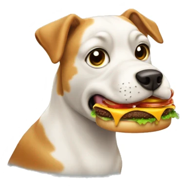 Dog eating hamburger sticker