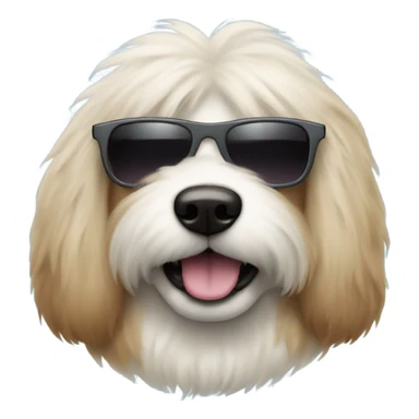 A really fluffy dog wearing sunglasses sticker