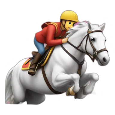 Cheval sautant au dessus d'un obstacle sticker
