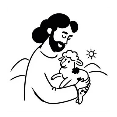 Jesus the Good Shepherd, hand-drawn doodle style sticker