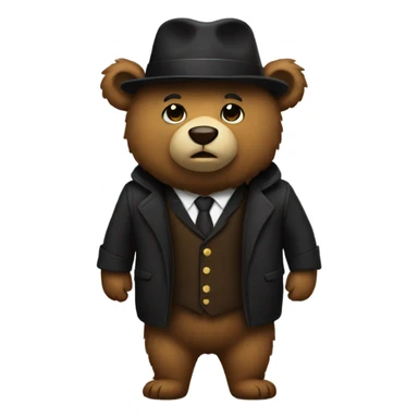 a bear with a hat and a black jacket sticker