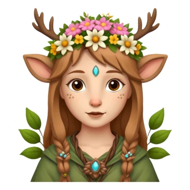 Adult Cute Druid human like fawn with flowers sticker