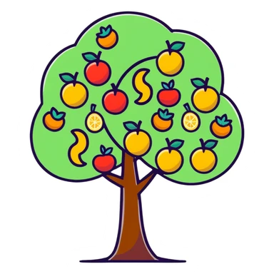 colorful tree with fruits sticker