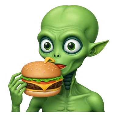 a alien eating a burger sticker