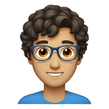 cute italian guy with slightly wavy black hair and blue glasses and baby face and light brown sticker