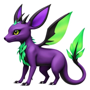 Dark Edgy Salandit-Leafeon-Umbreon-Fakémon-hybrid-creature (full body)  sticker
