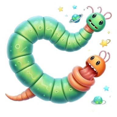 Worms eating starts in space sticker