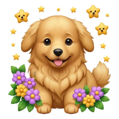 Собака із квітами і зірками sticker