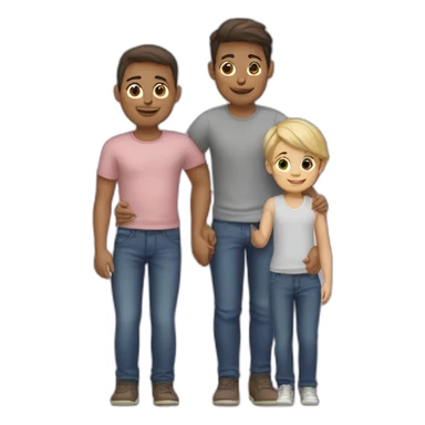 Gay couple with two kids Eiffel Tower  sticker