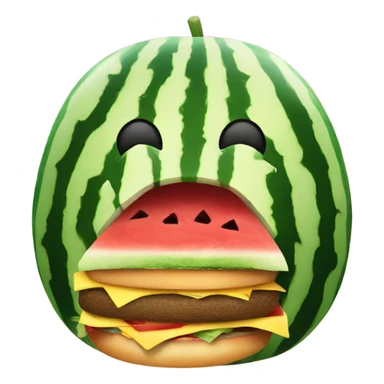 Watermelon eating a burger sticker