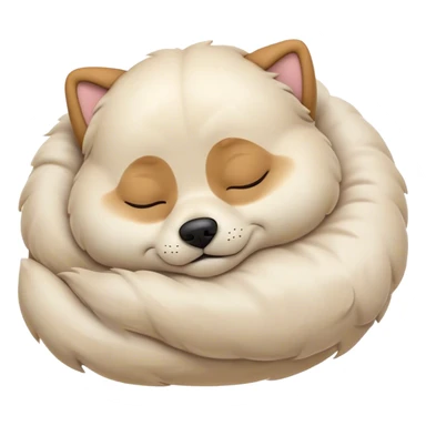 Meme-Worthy Cute Sleeping Domestic Dog Portrait Emoji, Head resting peacefully with a contented smile, showcasing a delightfully cuddly build and a luxuriously soft coat, eyes gently closed in serene, restful slumber, Simplified yet hilariously adorable features, highly detailed, glowing with a soft, drowsy light, high shine, relaxed and utterly lovable, stylized with an air of playful laziness, soft glowing outline, capturing the essence of a sleeping dog that feels destined to become the next viral sensation of adorable rest! sticker