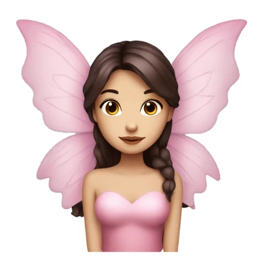 Beautiful, rose, fairy, pink, long dark brown hair, big wings, fair skin sticker