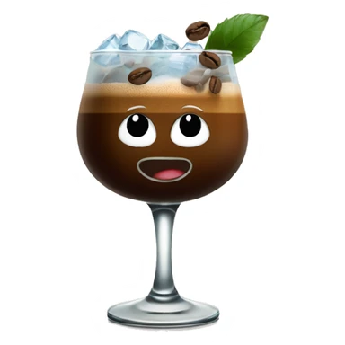 Coffee cold cocktail, with coffee beans and ice, on a wiskey cup sticker