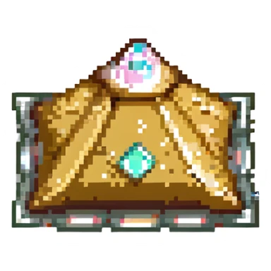 Convert the diamond samosa image to pixel art style with a shining border around it. Keep the background transparent. sticker