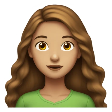 Girl with long brown hair, fair skin, brown eyes, red yellow green colors sticker