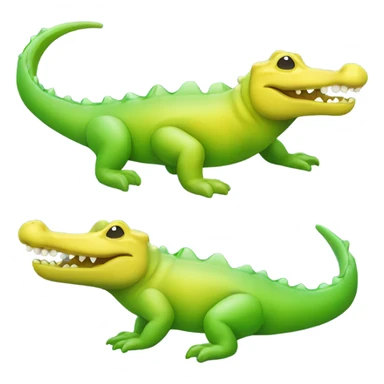 a yellow-fading-into-green gummy alligator sticker