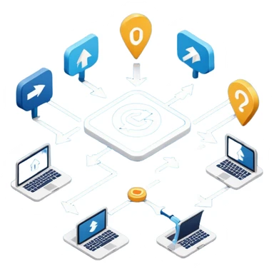 supply chain with connected points and arrows symbolizing logistics supply chain sticker