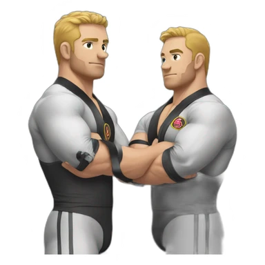 two wrestlers in a Collar-Elbow tie up sticker