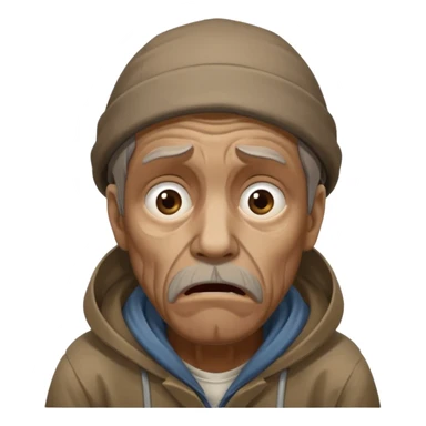 homeless man with a dead stare, looking into the abyss, shocked by overwhelming information sticker