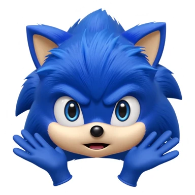 Sonic the Hedgehog with a surprised expression, vibrant cartoon style sticker